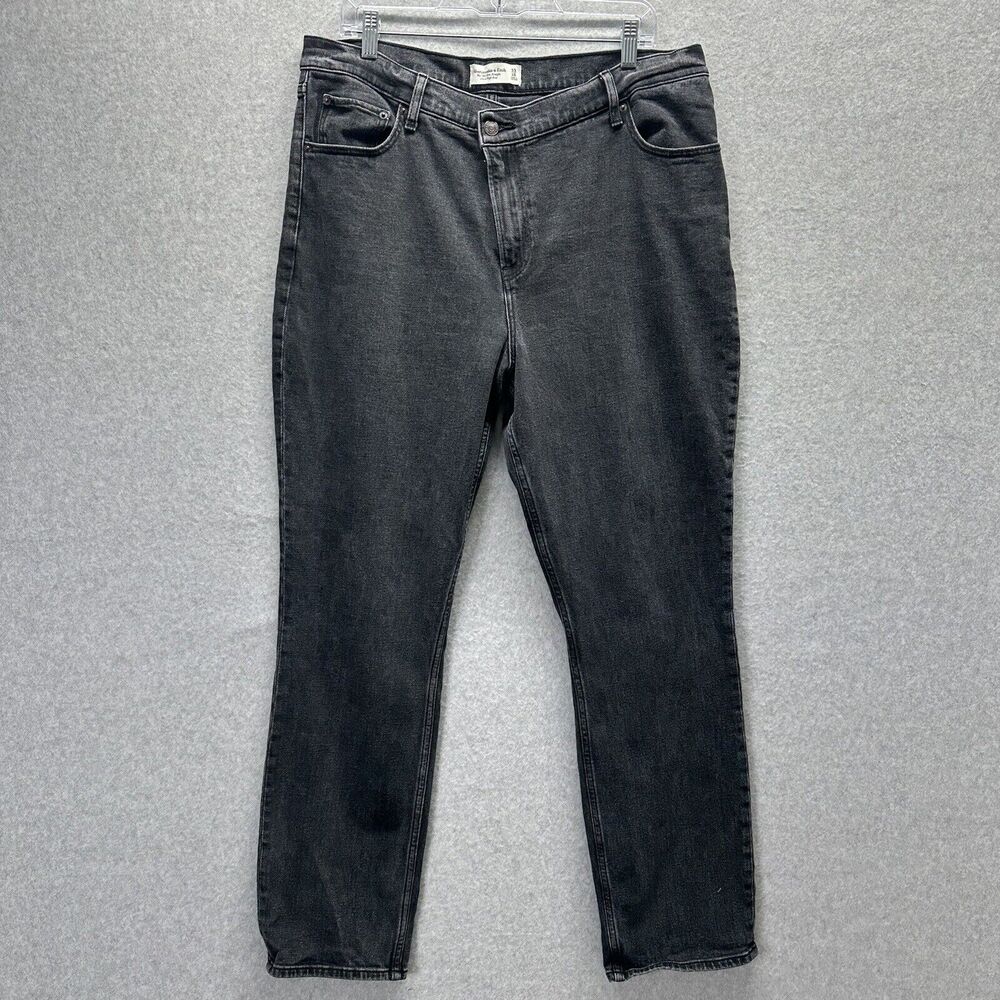 Abercrombie & Fitch Jeans Womens Size 33 US 16 Black 90s Slim Straight Ultra HR
